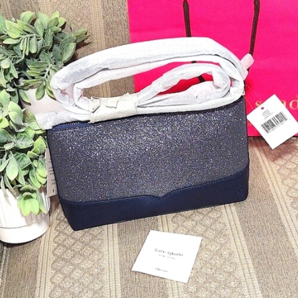 NWT Kate Spade Lola Glitter Crossbody In Navy Dusk - Picture 4 of 16